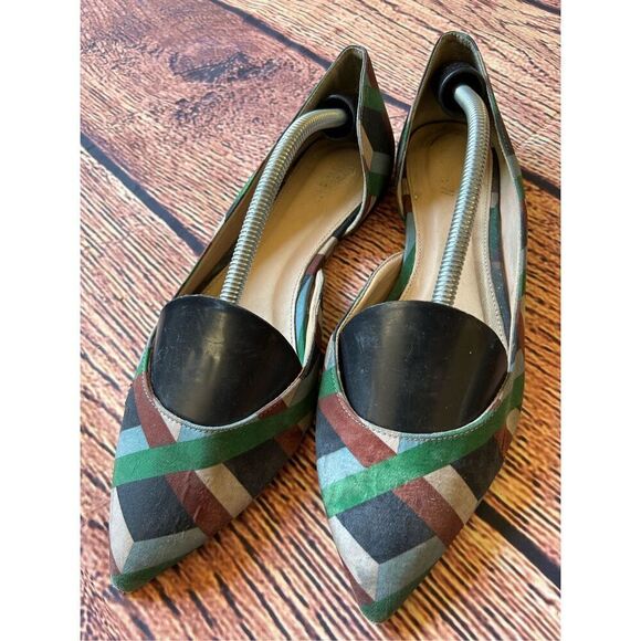 J Crew Audrey Flats Ratti Graphic Diamond‎ Print Green Brown - Picture 14 of 15